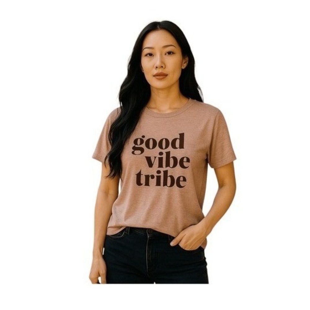 Mia Joy Joyfolie Good Vibe Tribe Graphic Tee Heather Oat Short Sleeve Crewneck X